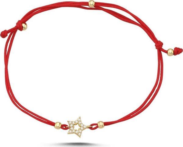 14 Ayar Taşlı Mini Yıldız Altın İpli Bileklik - Image 1