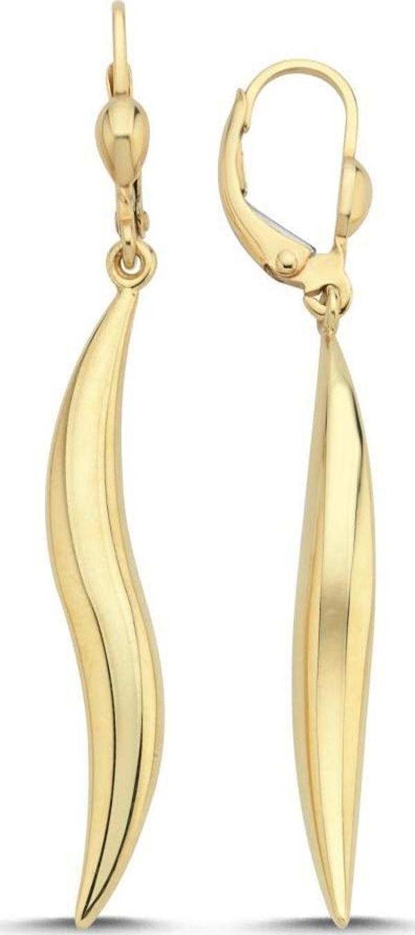 14 Ayar Curled Altın Küpe - Image 1