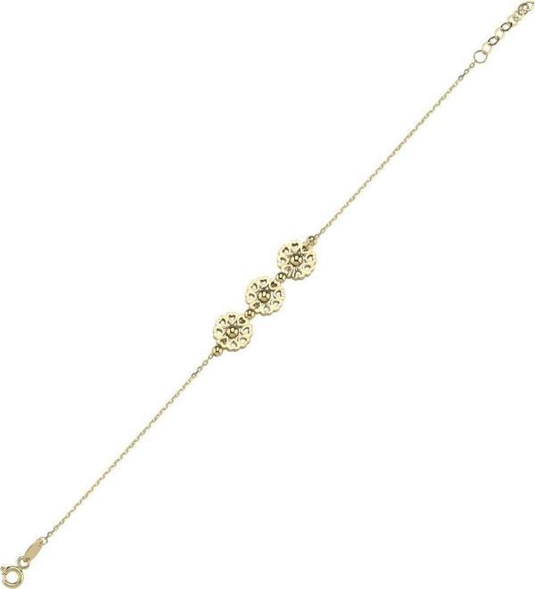 14 Ayar Çiçekli Tasarım Altın Bileklik - Image 1