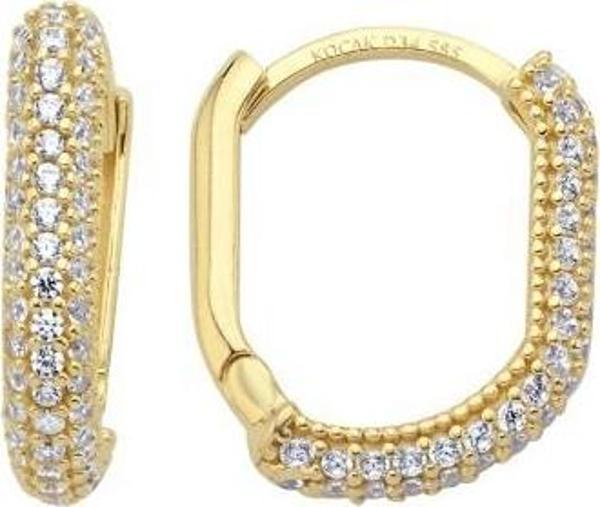 14 Ayar Taşlı Tasarım Halka Altın Küpe - Image 1