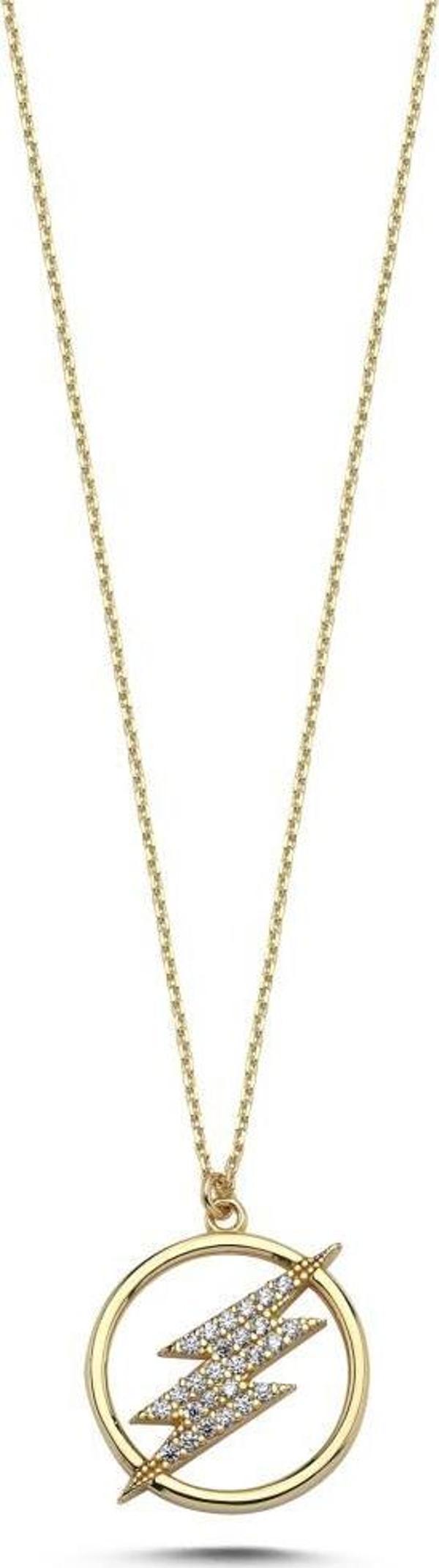 14 Ayar Halka Şimşek Tasarım Altın Kolye - Image 1