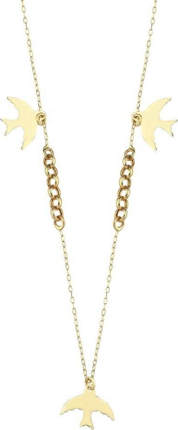 14 Ayar Kırlangıç Detaylı Altın Kolye - Image 1