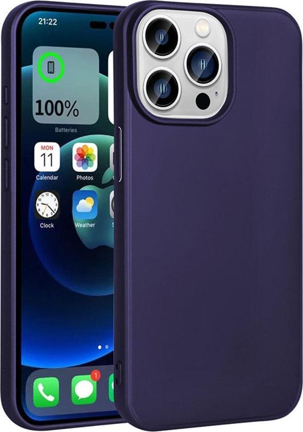 Coverzone iPhone 15 Pro Max ile uyumlu Kılıf Soft ve pürüzsüz Premier Silikon Kapak Lacivert - Image 1