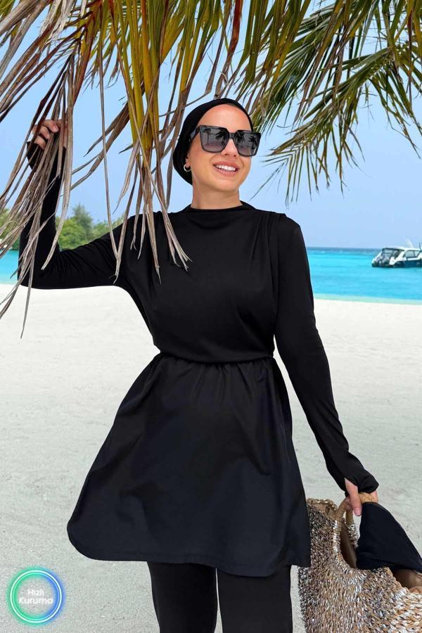 Coast Sörf 4'lü Tesettür Mayo - Siyah - Image 1