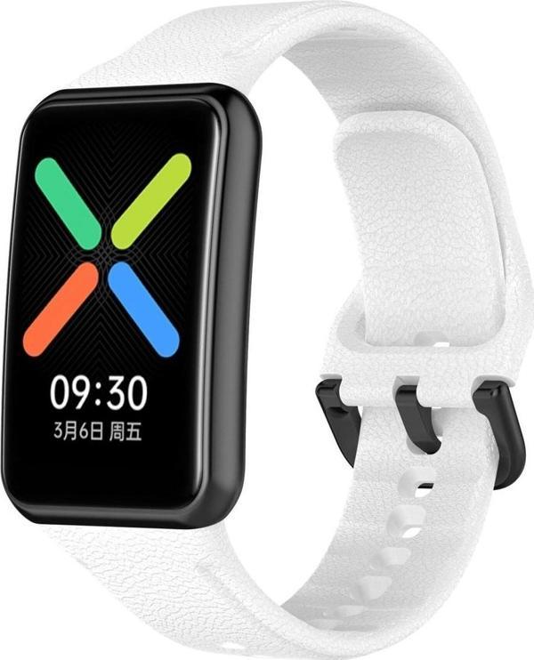 Coverzone Oppo Watch Free Ile Uyumlu Silikon Tokalı Delikli Spor Silikon Kayış Beyaz - Image 1