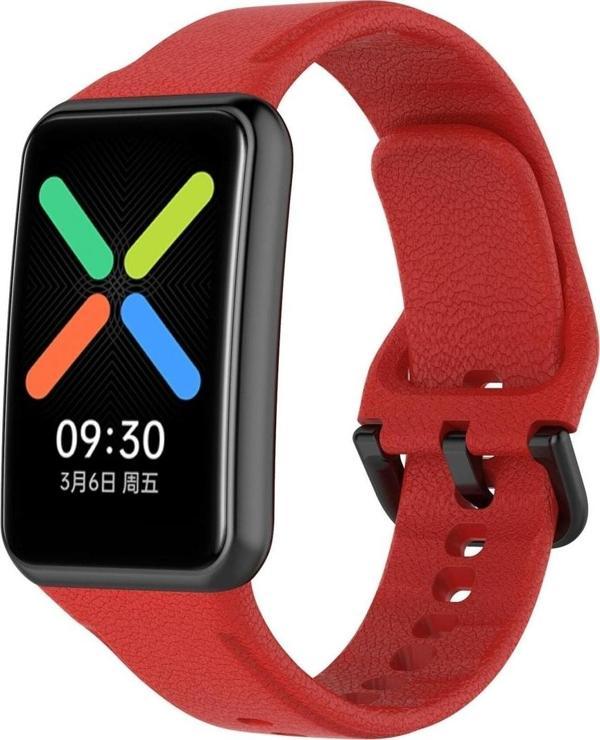 Coverzone Oppo Watch Free Ile Uyumlu Silikon Tokalı Delikli Spor Silikon Kayış Kırmızı - Image 1