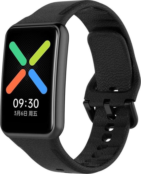 Coverzone Oppo Watch Free Ile Uyumlu Silikon Tokalı Delikli Spor Silikon Kayış Siyah - Image 1