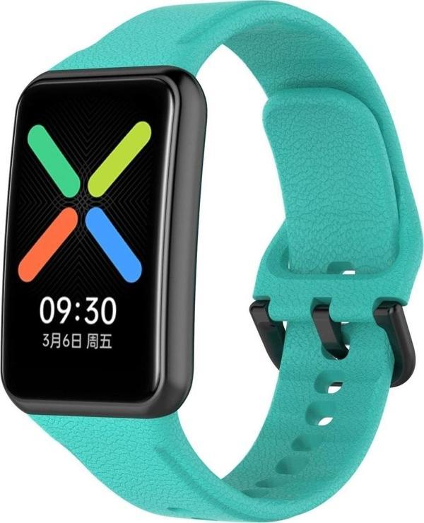 Coverzone Oppo Watch Free Ile Uyumlu Silikon Tokalı Delikli Spor Silikon Kayış Turkuaz - Image 1