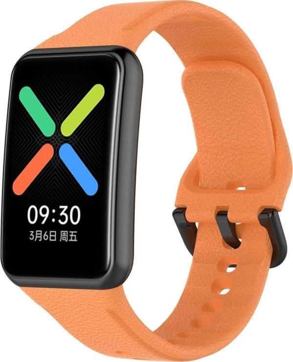 Coverzone Oppo Watch Free Ile Uyumlu Silikon Tokalı Delikli Spor Silikon Kayış Turuncu - Image 1