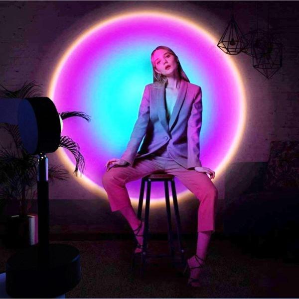 Coverzone Rainbow Projeksiyon Masa Lambası Fotoğraf Çekimi Standlı Gökkuşağı Led Işık - Image 1