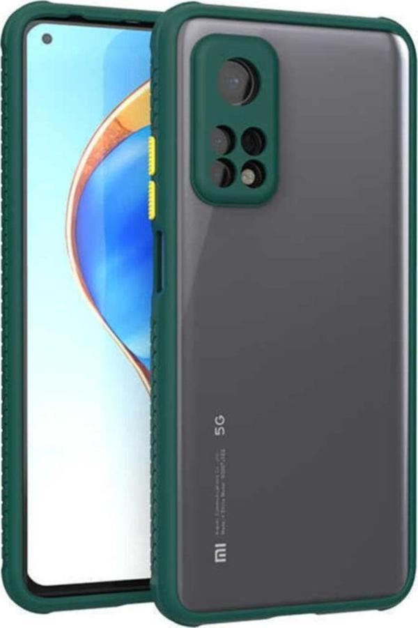 Coverzone Koyu YeşilXiaomi Mi 10t Pro 5g Uyumlu  Lastik Desen Kenar Kamera Korumalı Arkası Şeffaf Halx Kılıf - Image 1