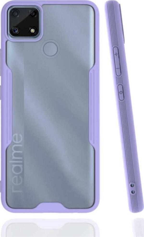 Coverzone Realme C25 Kılıf Için Uyumlu Kılıf Renkli Kenar Perfe Tpu Silikon Kılıf Mor - Image 1