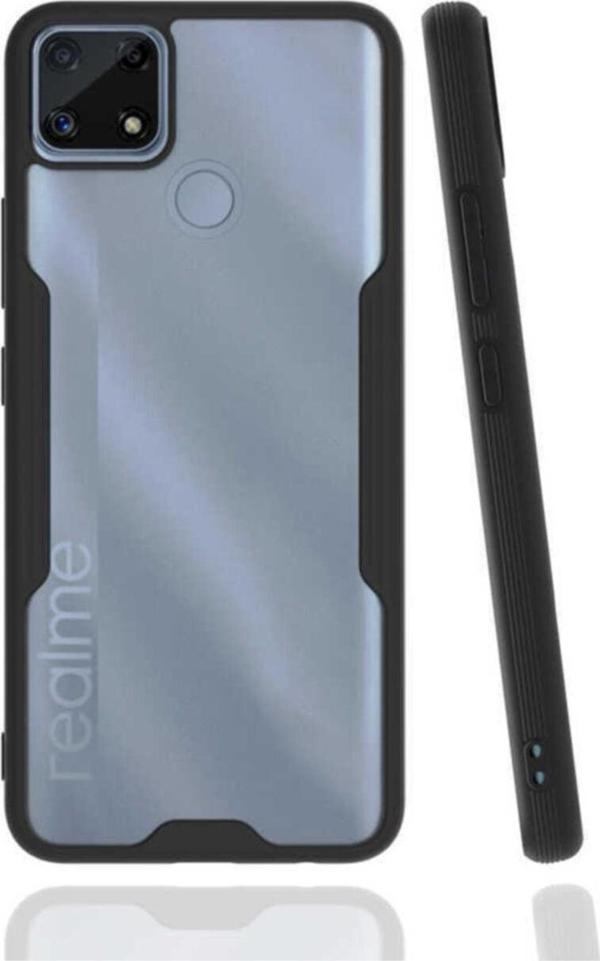 Coverzone Realme C25 Kılıf Için Uyumlu Kılıf Renkli Kenar Perfe Tpu Silikon Kılıf Siyah - Image 1
