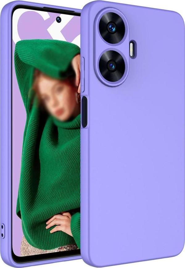 Coverzone Realme C55 ile Uyumlu Kılıf Kadife Iç Yüzey Silikon Z-Mara Lansman Vieri Kılıf Lila - Image 1