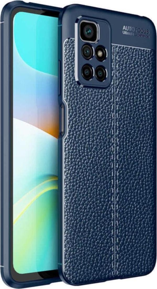 Coverzone Redmi 10 Uyumlu   Niss Silikon Deri Görünümlü Lacivert - Image 1