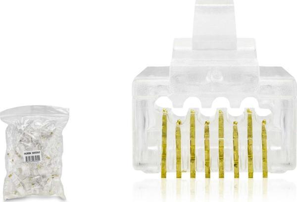 Cat6 Konnektör Ez Rj45 Delikli 100Lü Paket Şeffaf HDX5063 - Image 1