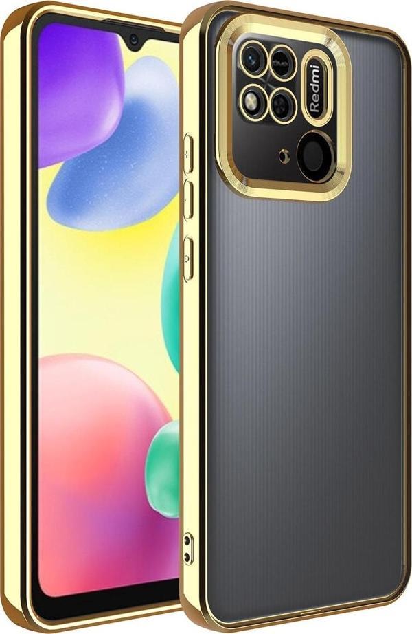 Coverzone Redmi Note 10 Ile Uyumlu Kılıf Kamera Korumalı Logo Gösteren Colored Z-omega Kapak Gold - Image 1