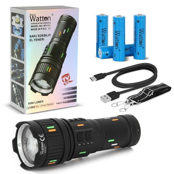 5000 Lümen Cree Tg Led Şarj Göstergeli El Feneri Wt-731 - Image 1