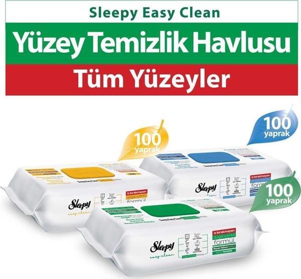 Sleepy Easy Clean Beyaz Sabun Katkılı+Çamaşır Suyu Katkılı+Arap Sabunu Katkılı 3X100 (300 Yaprak) - Image 1