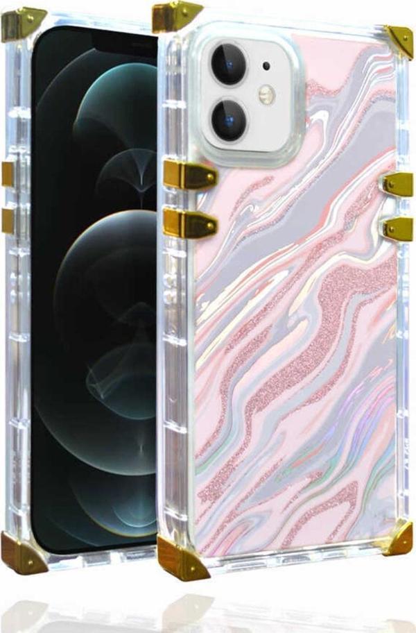 Coverzone Iphone 12 Ile Uyumlu Kılıf Desenli Ebruli Dalga Desenli Mesmerizing Kılıf Pembe - Image 1