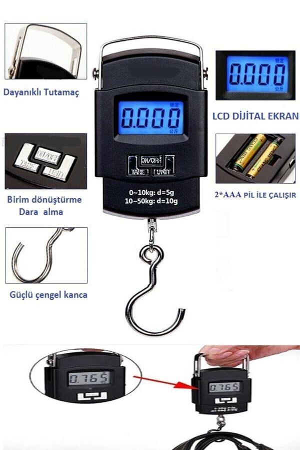 Elektronik Dijital El Kantarı 50 Kg Terazi Tartı 10 Gr Hassasiyet - Image 1