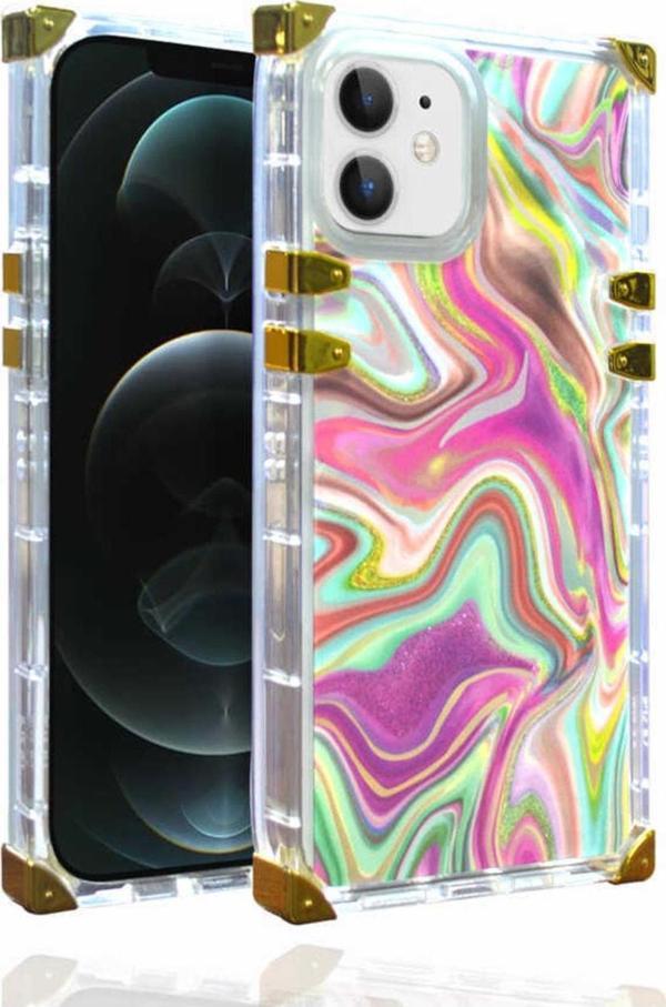 Coverzone Iphone 12 Ile Uyumlu Kılıf Desenli Ebruli Dalga Desenli Mesmerizing Kılıf Pembe Koyu - Image 1