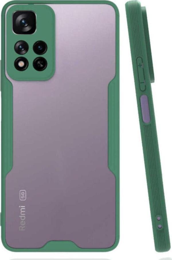 Coverzone Redmi Note 11 Pro Kılıf Renkli Kenar Perfe Tpu Silikon Kılıf Koyu Yeşil - Image 1