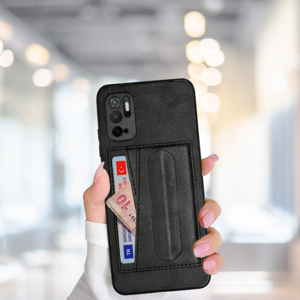 XİAOMİ REDMİ NOTE 11 SE STANDLI  KARTLIKLI LÜX DERİ KILIF SİYAH - Image 1