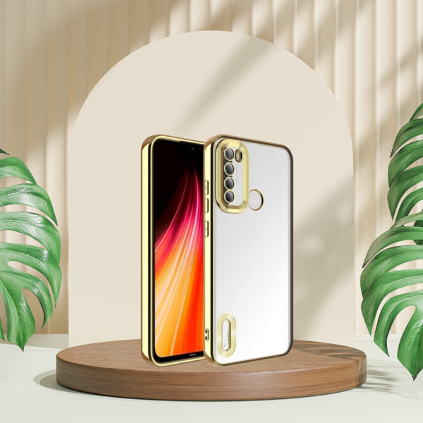 XİAOMİ REDMİ NOTE 8 YANLARI RENKLİ LENS KORUMALI LOGO GÖSTEREN MEGA KILIF GOLD - Image 1