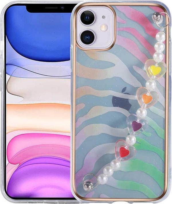 Coverzone Iphone 12 Ile Uyumlu Kılıf Kalp Desenli Tutacaklı Mellifluous Kılıf Pembe-yeşil - Image 1