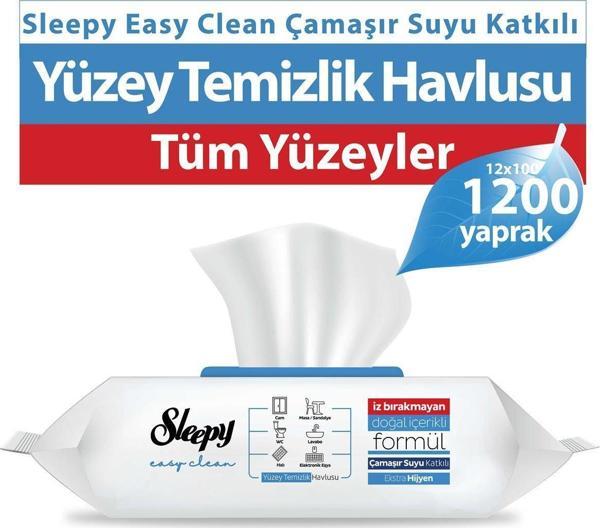 Sleepy Easy Clean Çamaşır Suyu Katkılı Yüzey Temizlik Havlusu 12X100 (1200 Yaprak) - Image 1