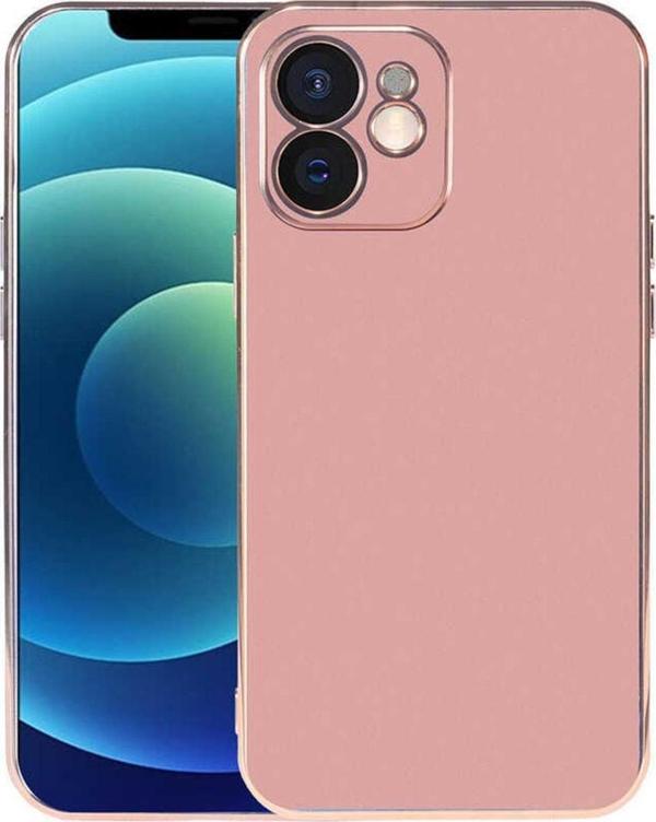 Coverzone Iphone 12 Ile Uyumlu Kılıf Kamera Korumalı Parlak Renk Tasarımlı Emollient Kılıf Rosegold - Image 1