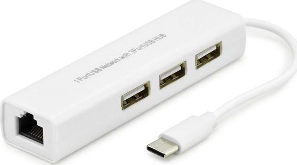 Type-C Hub Combo 3*Usb + Lan Beyaz (Macbook) HDX7007 - Image 1