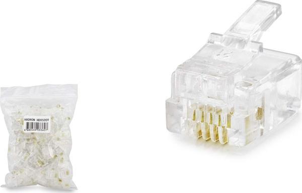 Rj11 Konnektör 4Pın Telefon 100Lü Paket Şeffaf HDX5059 - Image 1