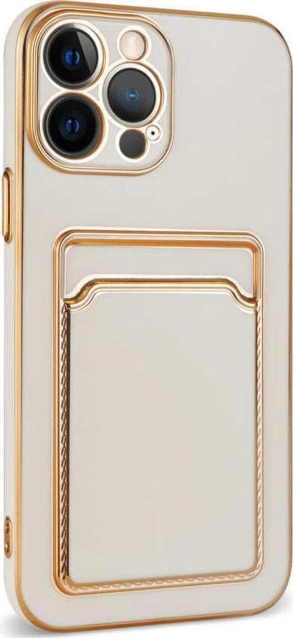 Coverzone Iphone 12 Pro Ile Uyumlu Dikişli Kartlıklı Serta Silikon Kılıf Beyaz - Image 1