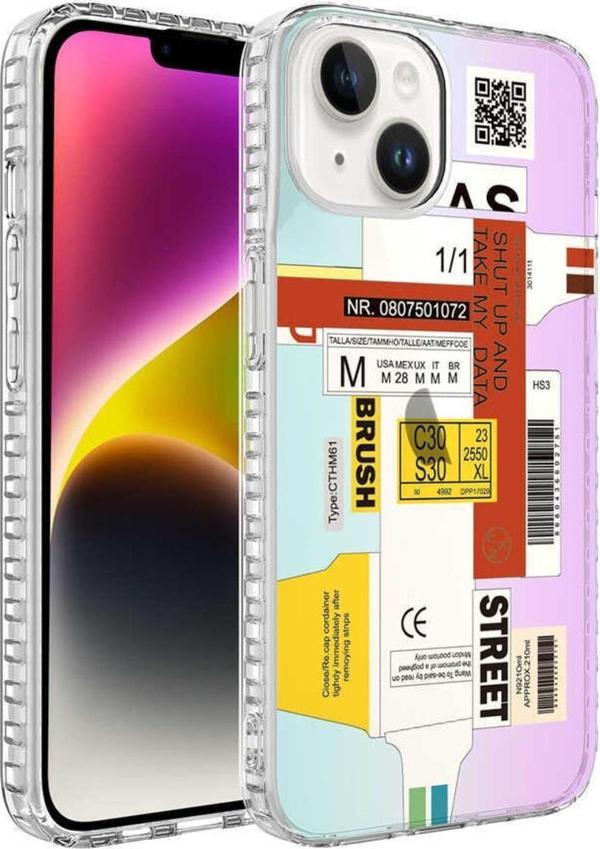 Coverzone Iphone 14 Plus Ile Uyumlu Kılıf Desenli Airbag Kenarlı Renkli Desenli Street Silikon - Image 1
