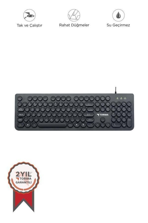 Torima Tk-09 Siyah Retro Daktilo Görünümlü Kablolu Q Klavye - Image 1