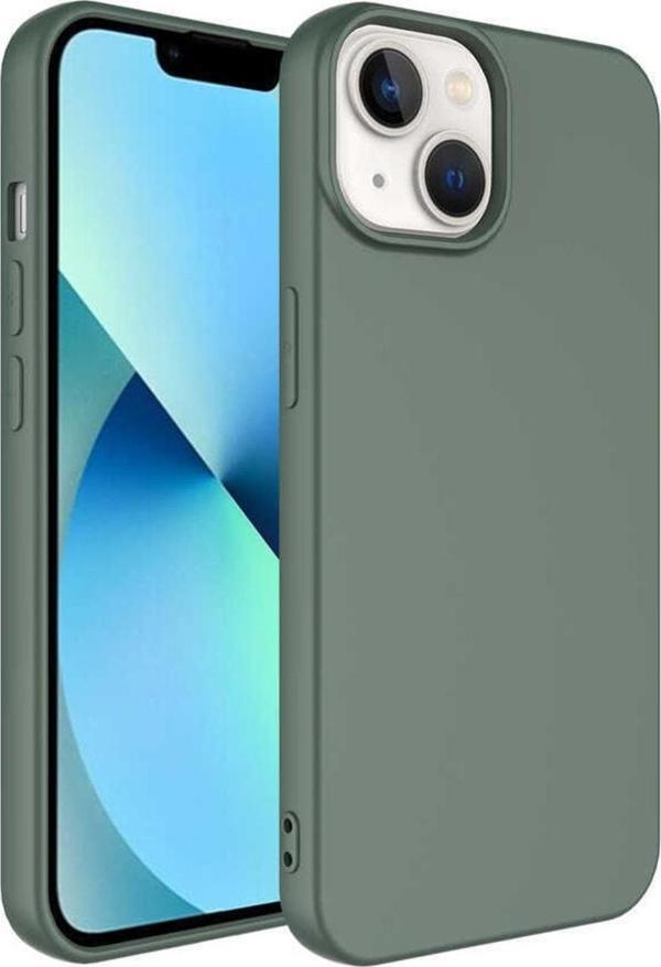 Coverzone Iphone 14 Plus Ile Uyumlu Kılıf Kadife Iç Yüzey Silikon Vieri Kılıf Koyu Yeşil - Image 1