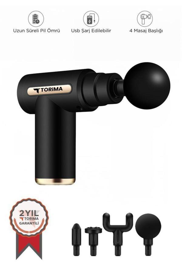 Torima Bx-720 Siyah Darbeli Titreşimli Şarjlı Sporcu Masaj Tabancası Masaj Aleti Kas Egzersiz Aleti - Image 1