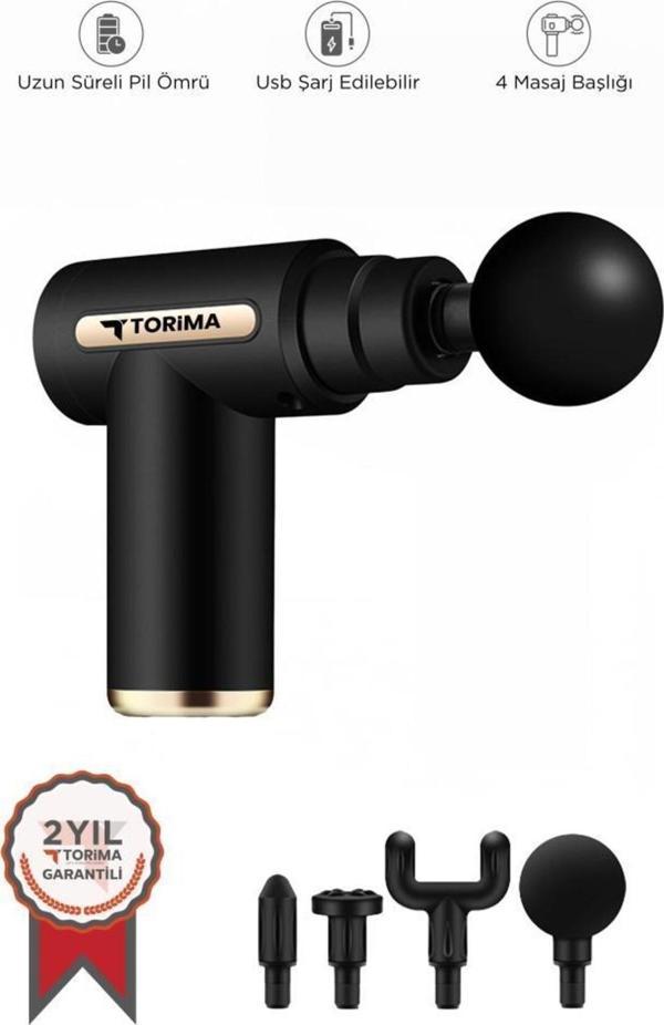 Torima Bx-720 Siyah Darbeli Titreşimli Şarjlı Sporcu Masaj Tabancası Masaj Aleti Kas Egzersiz Aleti - Image 1