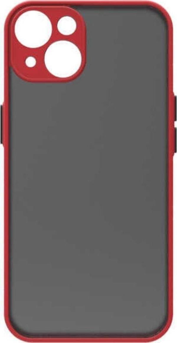 Coverzone Iphone 14 Plus Ile Uyumlu Kılıf Lastik Desen Kenar Kamera Korumalı Arkası Şeffaf Halx Kırmızı - Image 1
