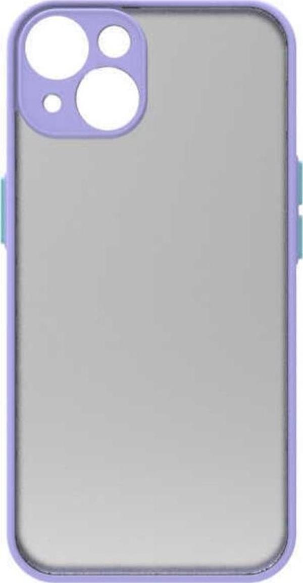 Coverzone Iphone 14 Plus Ile Uyumlu Kılıf Lastik Desen Kenar Kamera Korumalı Arkası Şeffaf Halx Lila - Image 1