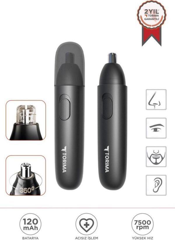 Torima Gt-2220A Siyah Taşınabilir Elektrikli Usb Şarj Edilebilir Burun Kılı Kesme Makinesi - Image 1