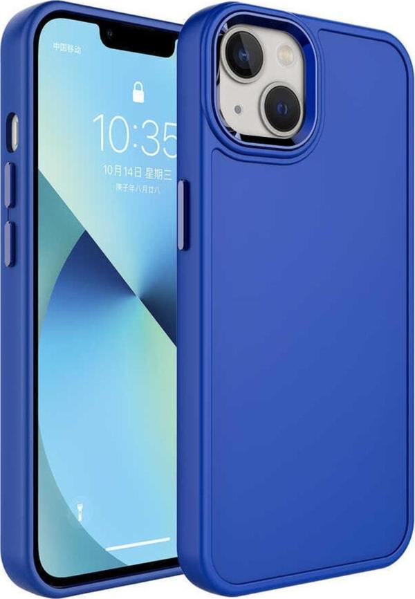 Coverzone Iphone 14 Plus Ile Uyumlu Kılıf Metal Çerçeve Tasarımlı Pastel Renkli Sert Ebullience Lacivert - Image 1