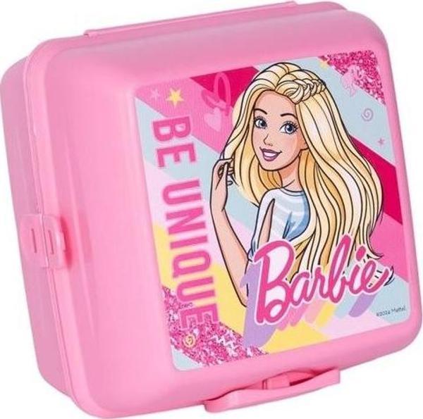 Beslenme Kutusu 4 Bölmeli Barbie Pembe Renk No:2 Kız Figürlü 1 Adet Yemek Saklama Kabı Beslenme Çantası - Image 1
