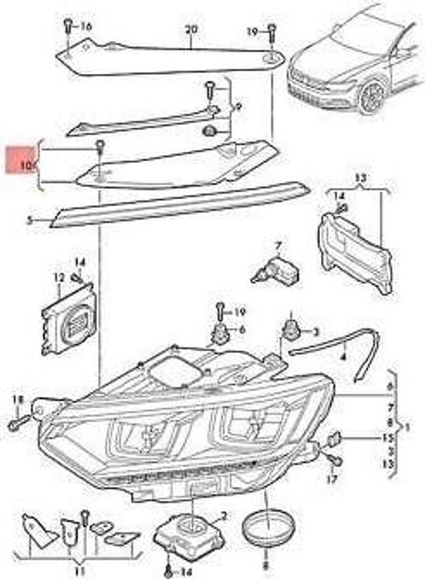 Far Braketı Üst Sag Vw Passat Bm 14- (Oem No: 3G0998120A) - Image 1