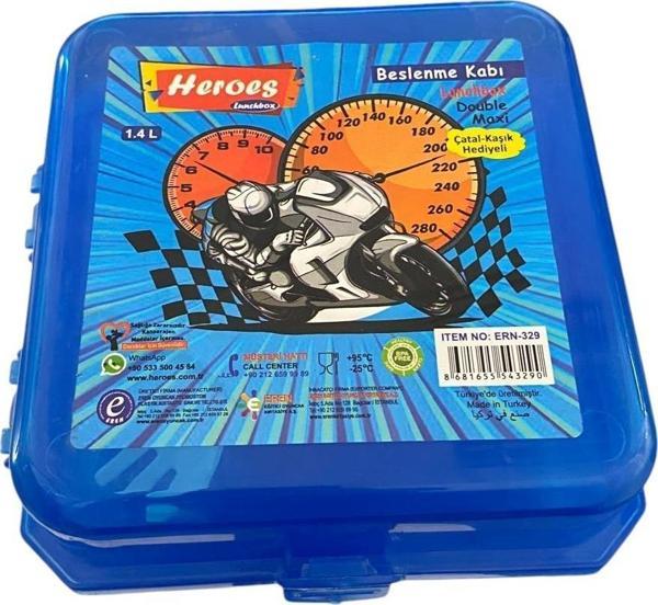 Beslenme Kutusu 4 Bölmeli Motor Mavi Renk Erkek Figürlü 1 Adet Yemek Saklama Kabı Beslenme Çantası - Image 1