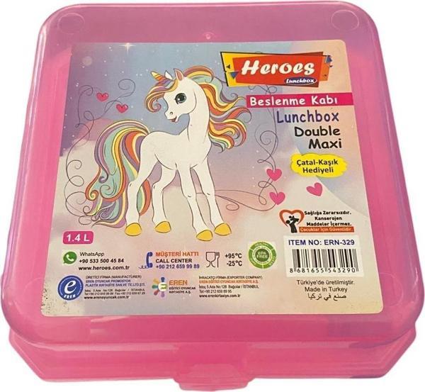 Beslenme Kutusu 4 Bölmeli Unicorn Açık Pembe Renk Kız Figürlü 1 Adet Yemek Saklama Kabı Beslenme Çantası - Image 1