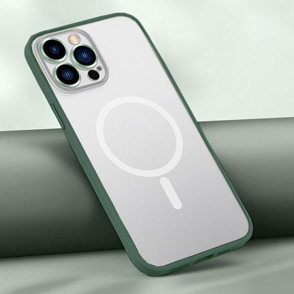Coverzone Iphone 13 Ile Uyumlu Şeffaf Renkli Transparan Chatoyant Magsafe Uyumlu Kılı Koyu Yeşil - Image 1