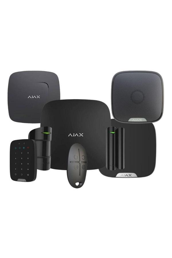 Ajax Hub Kit Kablosuz Alarm Seti Duman Isı Co Dedektörü Keypad İç Ve Dış Siren Dahil Siyah - Image 1
